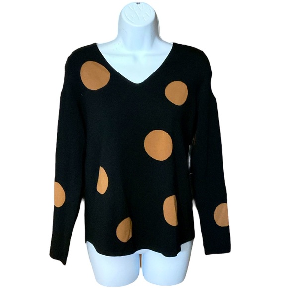 Chico's Sweaters - Chico’s Black Sweater With Brown Polkadots NWT Size Small